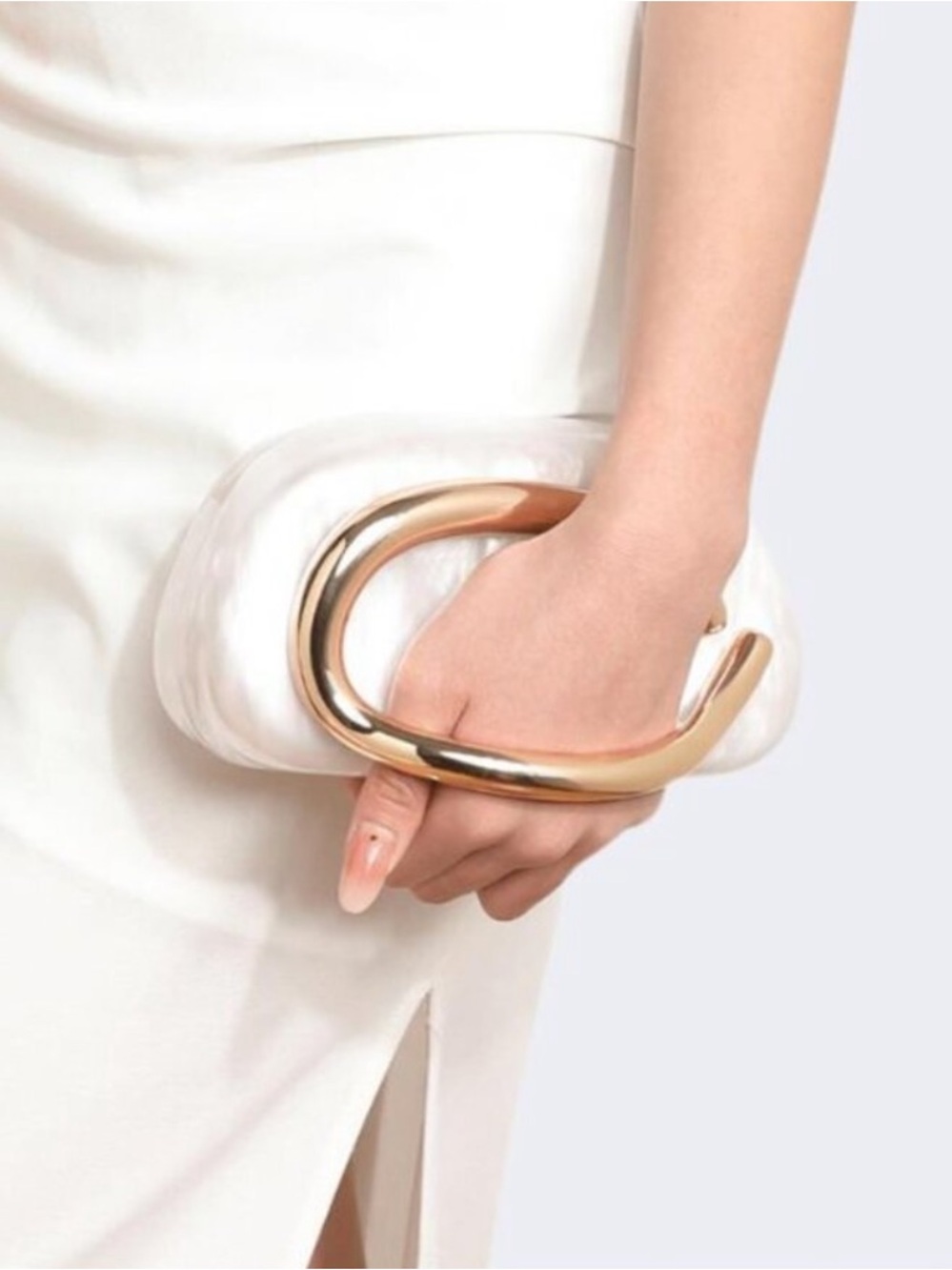 Elegant White Pearl Acrylic Clutch Purse, Marbling Evening Wedding Handbags